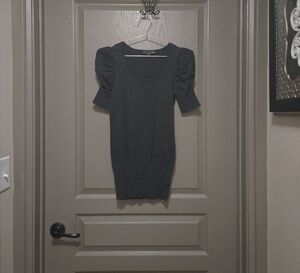 Gray Puff Sleeve Bodycon Sweater